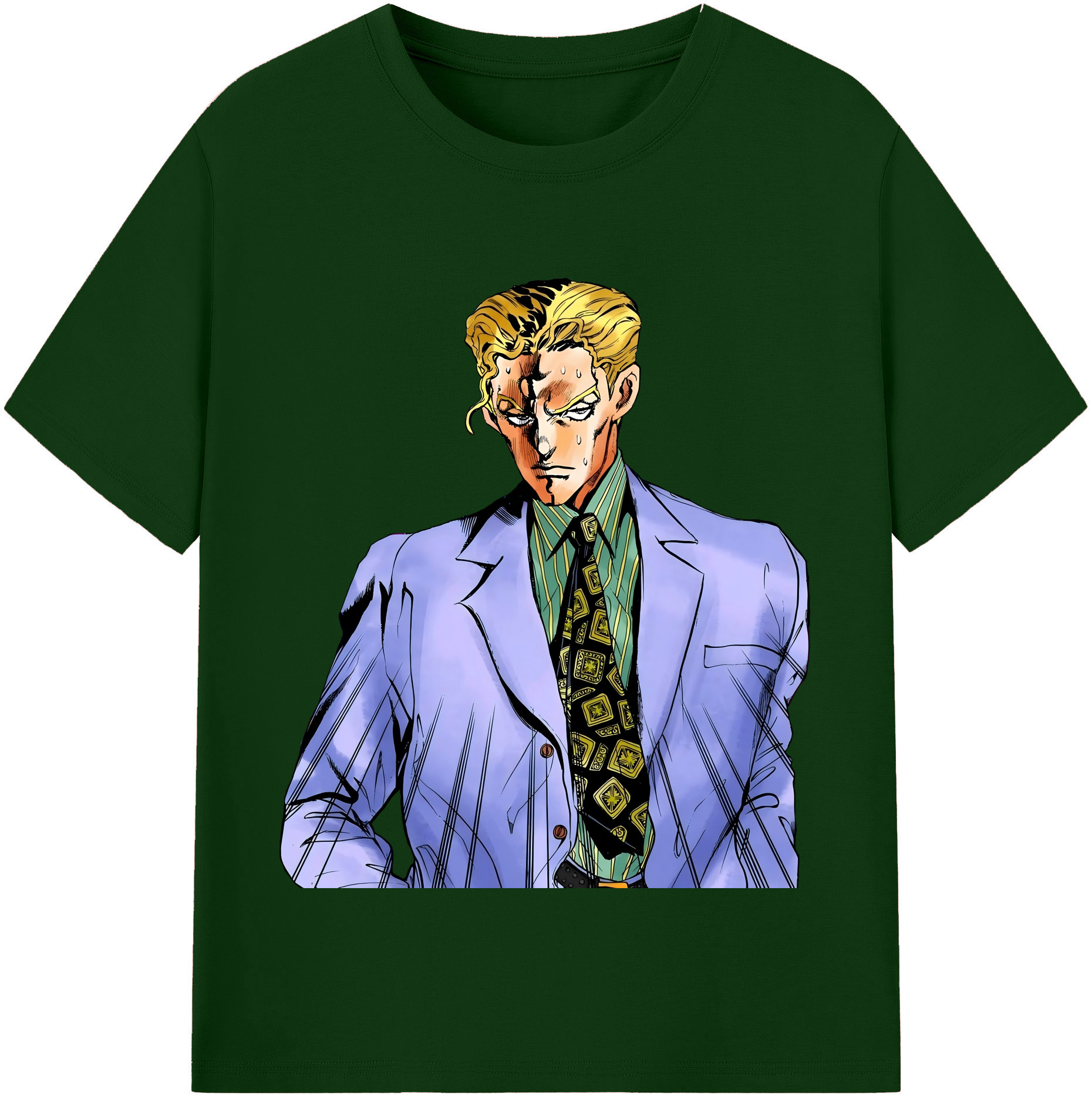 （画像用） ジョジョの奇妙な冒険 きら よしかげ JoJo's Bizarre Adventure Kira Yoshikage 綿100％半袖Tシャツ（フロントプリント）